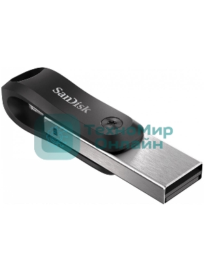 Флешка USB Sandisk IX60N iXpand GO (SDIX60N-128G-GN6NE), 128Gb, USB 3.0/Lightning, R/W 150/70, черный/серебристый