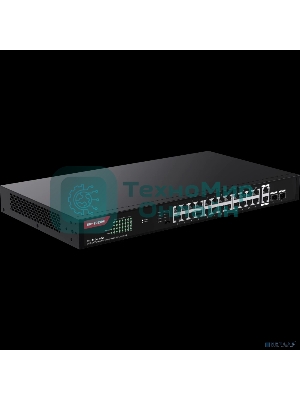 Коммутатор неуправляемый IP-COM G1128P-24-410W PoE, 28 портов, 26x1 Гбит/с, SFP 2x1 Гбит/с, PoE 24x30 Вт (до 370 Вт)