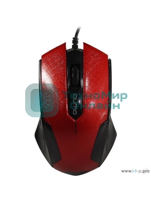 Мышь проводная Qumo Office M14 красный, 1000 dpi, USB, кнопки - 3