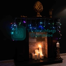 Гирлянда Neon-night Айсикл (бахрома) светодиодный, 1,8 х 0,5 м, прозрачный провод, 230 В, диоды RGB