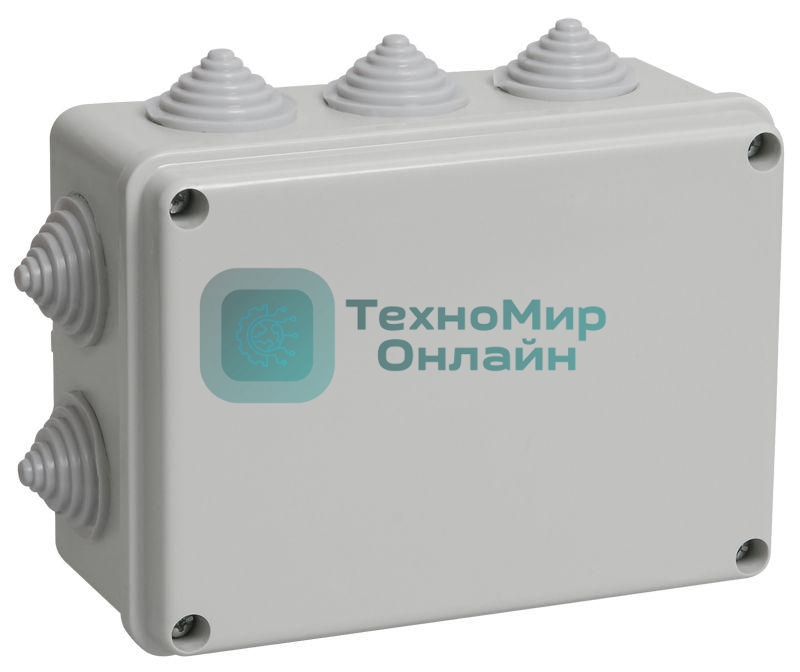 Коробка КМ41241 распаячная IEK UKO10-150-110-070-K41-44 для о/п 150х110х70 мм IP44 (RAL7035, 10 гермовводов)