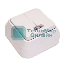 Выключатель 2-кл. Makel ОП 10А IP20 с подсветкой белый