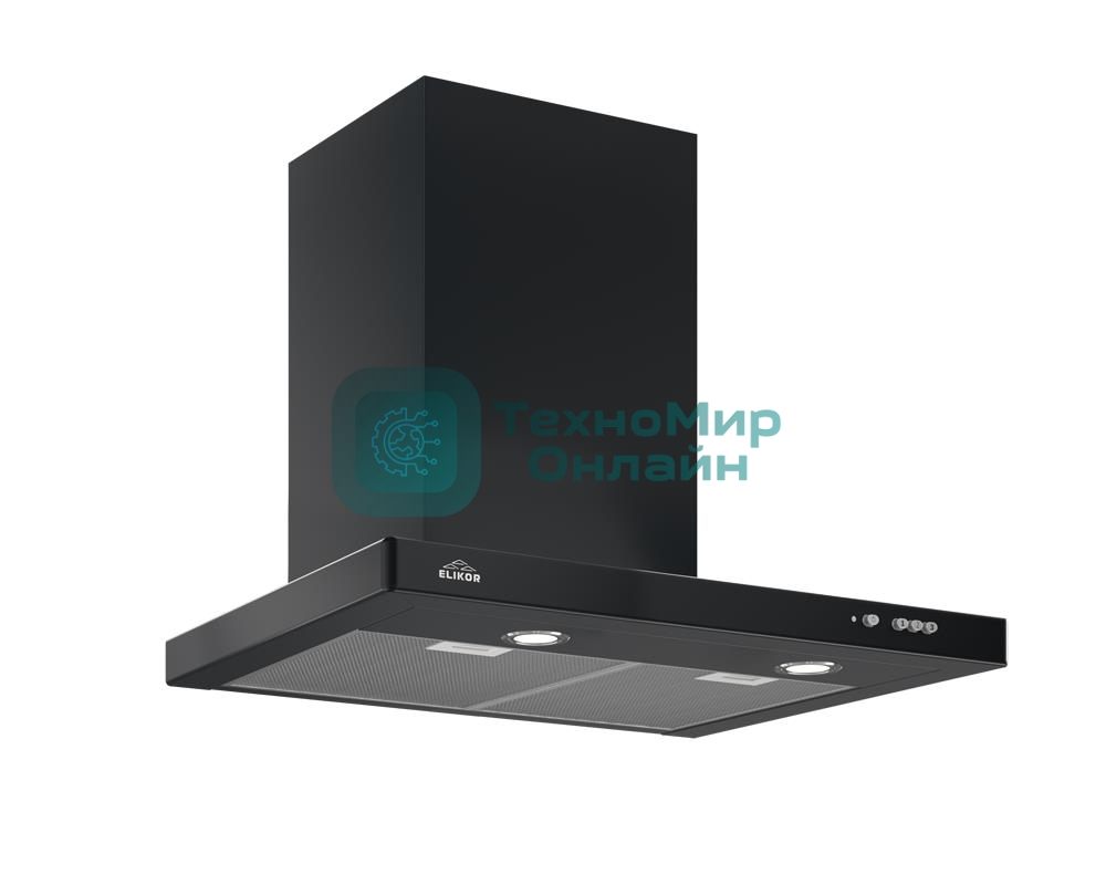 Вытяжка каминная Elikor Квадра 60П-430-К3Д черный, 59 см, 430 куб. м/ч, 56 дБ