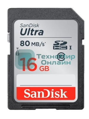 Флеш карта SDHC 16Gb Class10 Sandisk SDSDUNC-016G-GN6IN Ultra 80