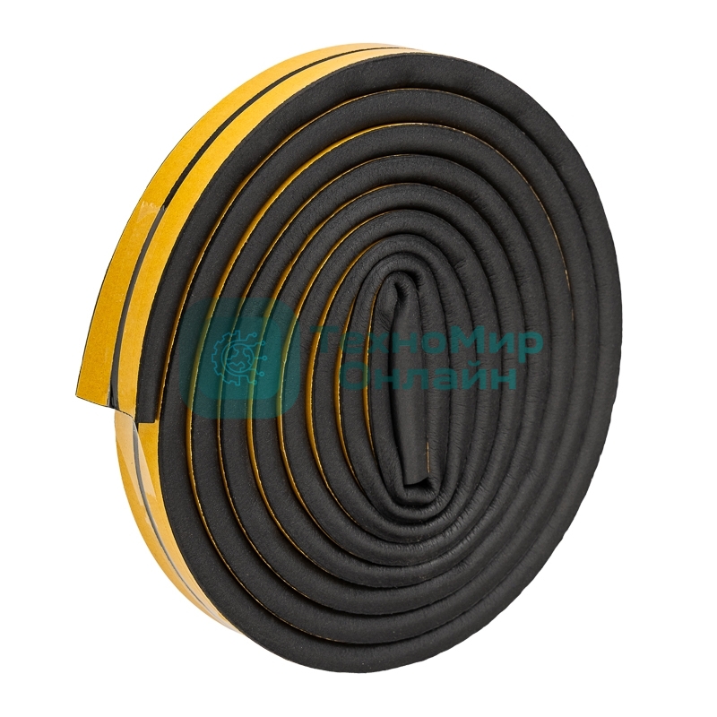 Уплотнитель самоклеящийся, черный, D-профиль 12х10мм, для зазоров 6-9,5мм, упаковка по 6м PROconnect