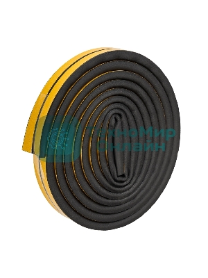 Уплотнитель самоклеящийся, черный, D-профиль 12х10мм, для зазоров 6-9,5мм, упаковка по 6м PROconnect