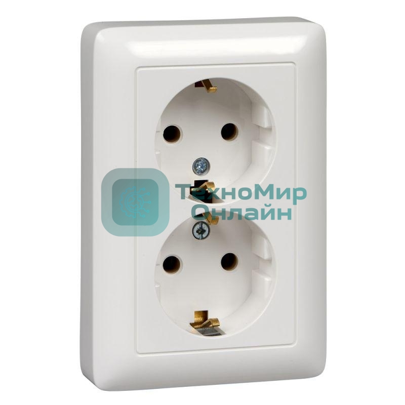 Розетка С/У с з/к со шторками 16А 250В, белый. ХИТ двойная Розетка С/У с з/к со шторками 16А 250В, белый. ХИТ двойная