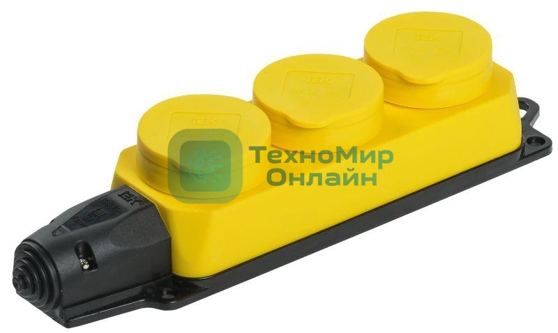 Розетка 3-м ОМЕГА РБ33-1-0м IP44 каучук жел. IEK PKR61-016-2-K05