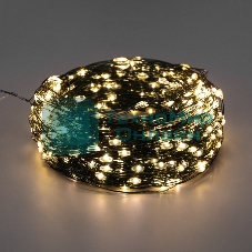 Гирлянда Роса с контроллером 50м, 500LED, IP20, 230В, зеленый провод, теплое белое свечение 