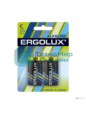 Элемент питания алкалиновый Ergolux LR14 BL-2 LR14 BL-2 1.5В Alkaline (2шт в упаковке)