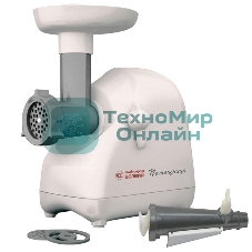 Мясорубка электрическая Белвар КЭМ-П2У-302-10 белый, 1500 Вт, 0.4 кг/мин, реверс, защита от перегрузки, насадки - 5