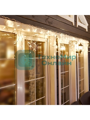 Гирлянда Neon-night Айсикл (бахрома) светодиодный, 4,0 х 0,6 м, белый провод каучук, 230 В, диоды теплый белый, 128 LED