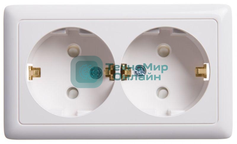 Розетка 2-м ОП Хит 16А защ. шторки с заземл. белый SchE RA16-239-B