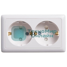 Розетка 2-м ОП Хит 16А защ. шторки с заземл. белый SchE RA16-239-B