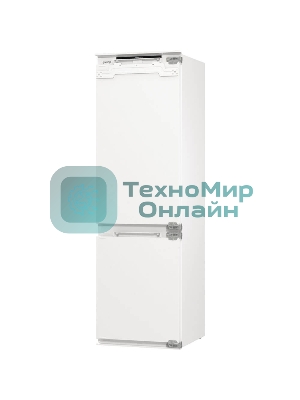 Встраиваемый холодильник Gorenje NRKI517E82WF, полезный объем 244 л, электронное управление, цифровой дисплей, автоматическое размораживание No Frost, быстрое замораживание, интенсивное охлаждение, зона свежести с контролем влажности, инверторный компрессор, энергоэффективность А+