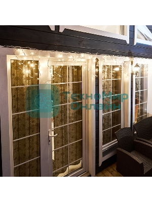 Гирлянда Neon-night Айсикл (бахрома) светодиодный, 4,0 х 0,6 м, белый провод каучук, 230 В, диоды теплый белый, 128 LED