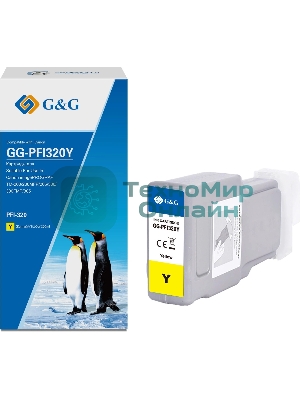 Картридж струйный G&G GG-PFI320Y (PFI-320Y) желтый (300 мл) для Canon imagePROGRAF TM-200/200MFP/205/300/300MFP/305