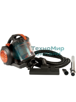 Пылесос Mystery MVC-1124 черный/оранжевый, 300/2000 Вт, уборка сухая, пылесборник контейнер 5 л