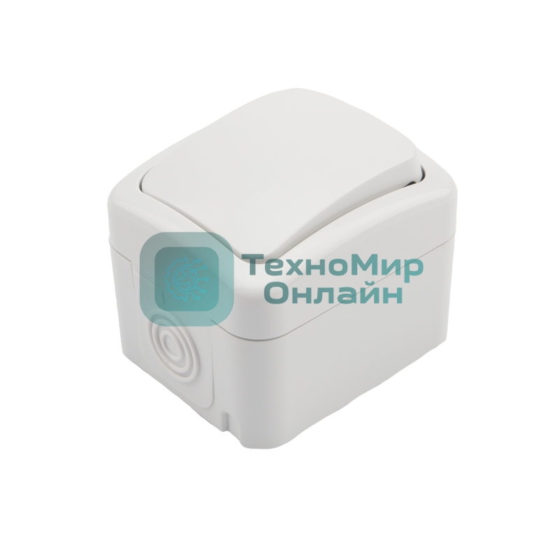 Переключатель проходной Kranz Mini OG открытой установки, IP54 белый