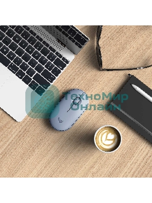 Мышь беспроводная Logitech Pebble M350 серый, 1000 dpi, радиоканал, Bluetooth, USB, кнопки - 3