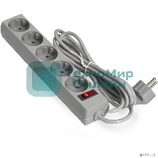 Сетевой фильтр ExeGate EX285800RUS EC-5-5G (5 евророзетки с заземлением, 5м, защита от перегрузки, выключатель с подсветкой, серый)