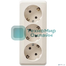 Розетка с заземлением без шторок 16А 250B, КРЕМ, ЭТЮД O/У тройная