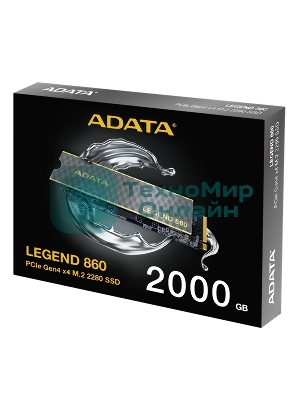 Накопитель SSD ADATA LEGEND 860, 2Tb, PCIe 4.0 x4, M.2 2280, NVMe, R/W 6000/5000, с радиатором
