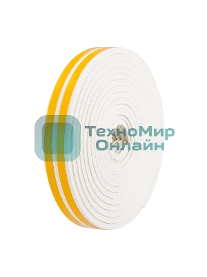 Уплотнитель самоклеящийся, белый, Е-профиль 9х4мм, для зазоров 1-3мм, упаковка по 6м PROconnect