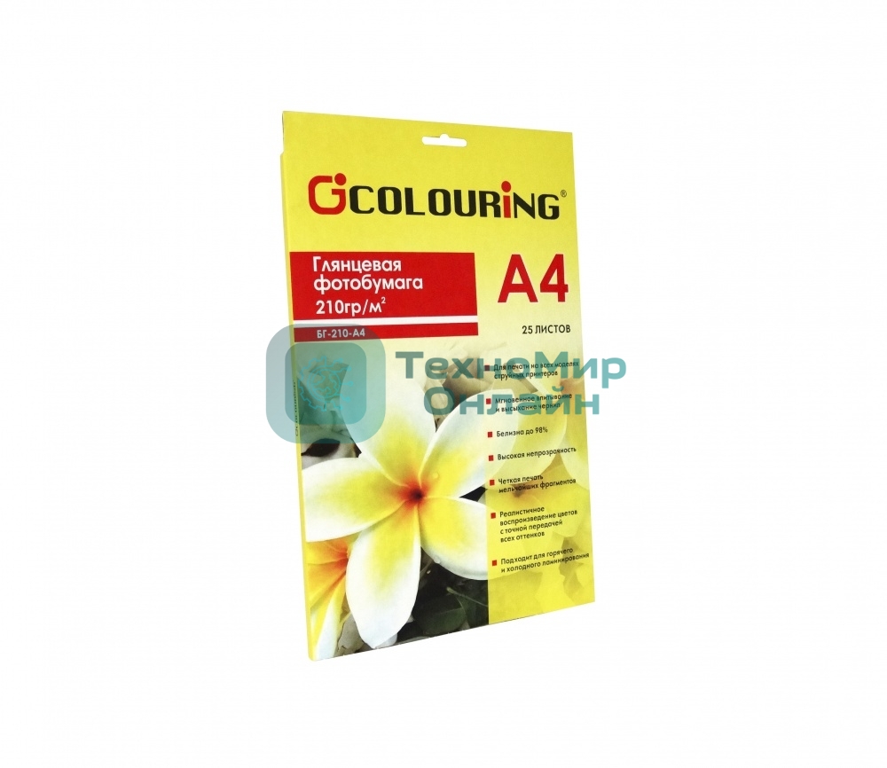 Фотобумага глянцевая CG-БГ-210-А4-25, 210 г/м2, А4, 25 листов, 2880 dpi