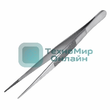 Пинцет прямой Rexant узкий, рифленый 145 мм ПРОФИ