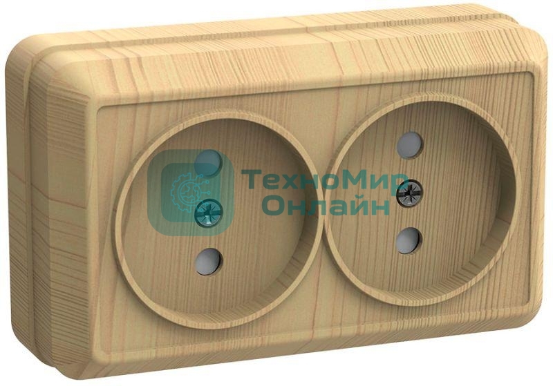 Розетка 2-м ОП Октава 10А IP20 без заземл. сосна IEK ERO20-K03-10-DC