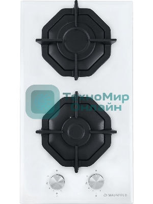Газовая варочная панель Maunfeld EGHG.32.2CW/G, 2 конфорки, закаленное стекло, белый
