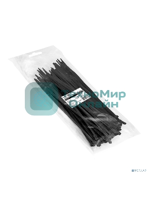 Стяжка (хомут) нейлоновая ExeGate EX293132RUS CV66-300x7.5B (нейлон 6.6, 300x7.5 мм, неоткрывающаяся, halogen free, -40°C - +85°C, черная, 100 шт)