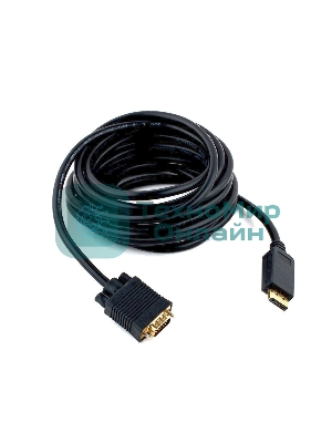 Кабель DisplayPort->VGA Cablexpert CCP-DPM-VGAM-5M, 5м, 20M/15M, черный, экран, пакет