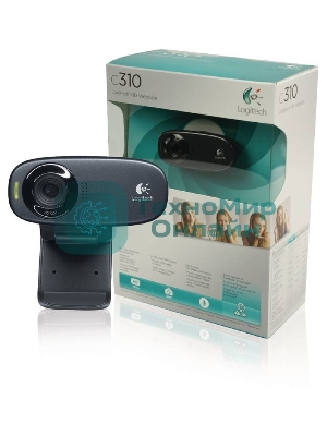 Веб-камера Logitech C310 HD 1280x720, 30 кадр/с, USB Type-A, микрофон (шумоподавление), автоосвещение, универсальное крепление