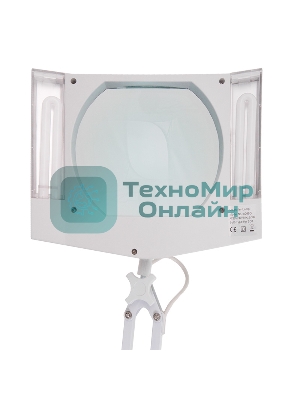 Лупа на струбцине Rexant, квадратная, 5D, с подсветкой, белая