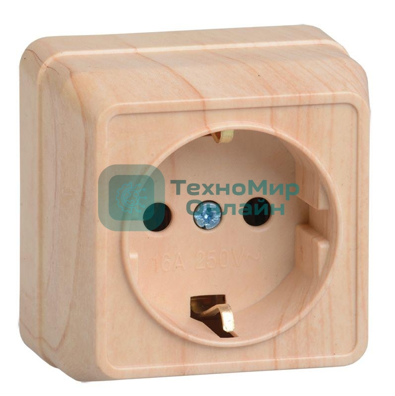 Розетка 1-м ОП Октава 16А РС20-3-ОС с заземл. сосна IEK ERO11-K03-16-DC