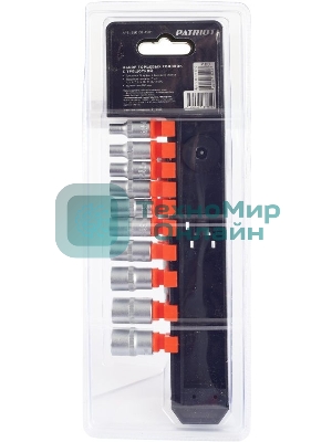 Набор торцовых головок PATRIOT SSR-1/4, CrV сталь, трещотка, удлинитель, 12 предм.Тороцовые головки 10 шт: 4,5,6,7,8,9,10,11,12,13 мм удлинитель 100мм 1шт трещотка 72 зуба 1 шт