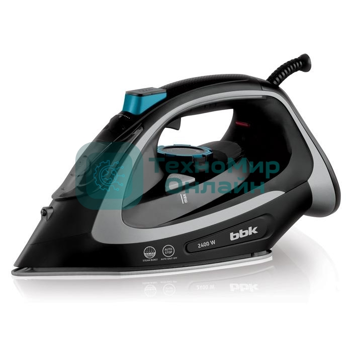 Утюг BBK ISE-2405 черный/серебро, 2400 Вт, 45 г/мин, 170 г/мин, 320 мл
