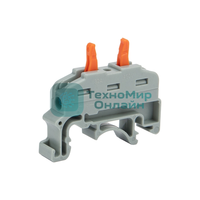 Клемма Rexant СМК 222-421D проходная 1-полюсная, с креплением на DIN-рейку (0,08-4 мм²), серая (5 шт./уп.)