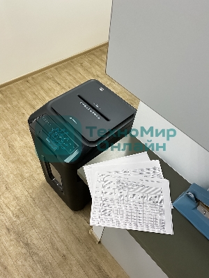 Шредер Heleos АП55-4 черный с автоподачей (секр.P-4) фрагменты 400лист. 55лтр. скрепки скобы пл.карты