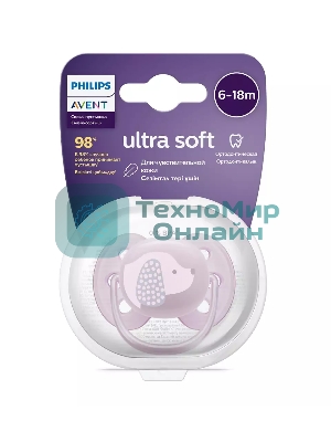 Пустышка Philips Avent ultra soft, собачка, 6-18 мес., 1 шт.