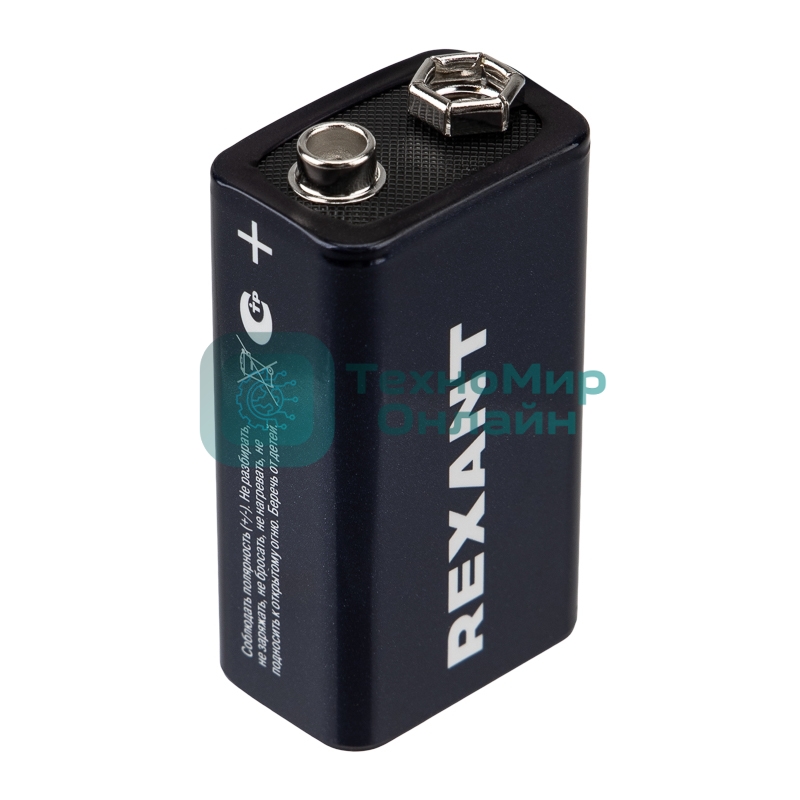 Батарейка алкалиновая Rexant 6LR61 Крона 9В блистер 1 шт.