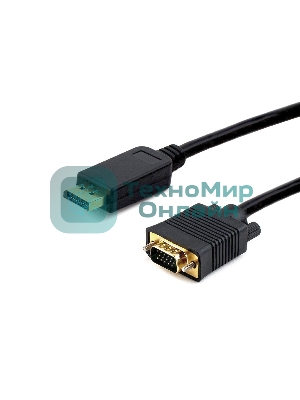 Кабель DisplayPort->VGA Cablexpert CCP-DPM-VGAM-5M, 5м, 20M/15M, черный, экран, пакет