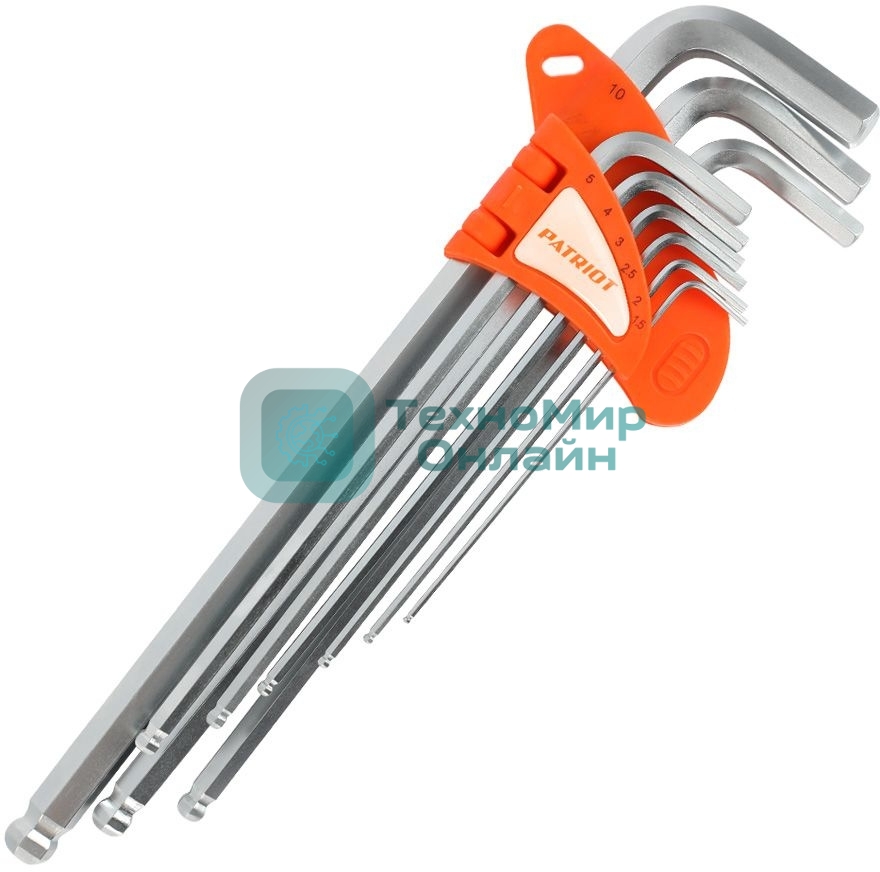 Набор ключей PATRIOT SKH-9EL, шестигранные с шаром, экстра длинные, 1,5-10мм, CRV, 9 шт
