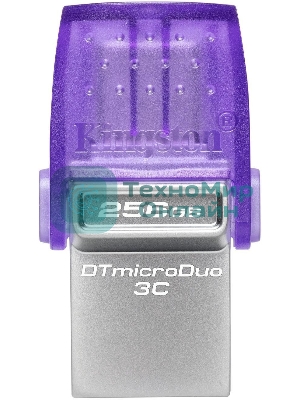 Флешка USB Kingston DataTraveler microDuo 3C (DTDUO3CG3/256GB), 256Gb, USB 3.2 Gen 1/Type-C, R/W 200/15, фиолетовый