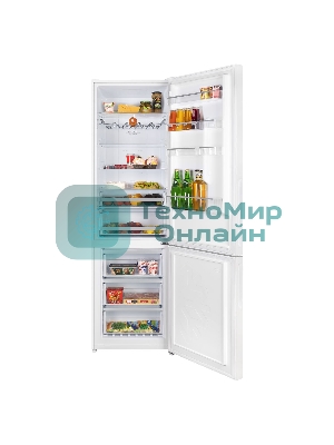 Холодильник Maunfeld MFF200NFW белый глянц. двухкамерный 271/106л морозилка снизу, No Frost