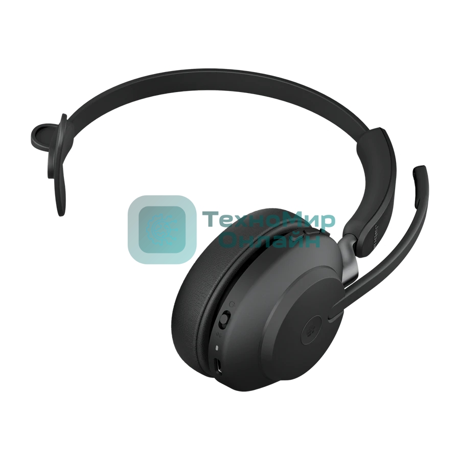 Гарнитура Jabra Evolve2 65 MS Mono чёрный, беспроводная + проводная, Bluetooth, до 35 ч, подсветка