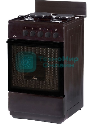 Плита комбинированная Flama RK 2201 B коричневый, конфорок 4 шт, духовка 50 л, 50 см x 85 см x 60 см