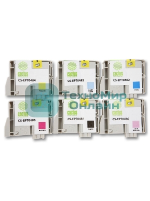 Картридж струйный Cactus CS-EPT0487 многоцветный (88 мл) для Epson Stylus Photo R200/R220/R300/R320/R340/RX500/RX600/RX620/RX640